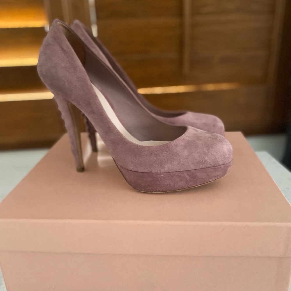 MiuMiu Pink Suede platform heels 38 1/2